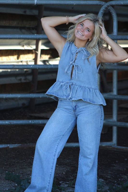 Denim Drift Top